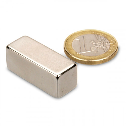 Blockmagnet 30.0 x 12.0 x 12.0 mm N52 nichel - holds 17.5 kg