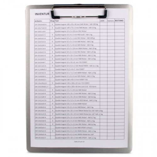 Clipboard / Writing board aluminum A4, magnetically adhering