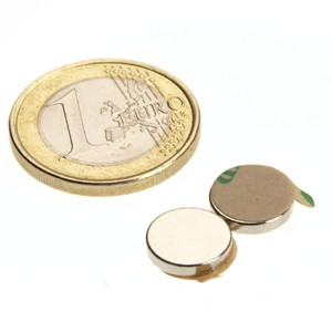 Discmagnet Ø 10.0 x 2.0 mm N35 nickel - self-adhesive
