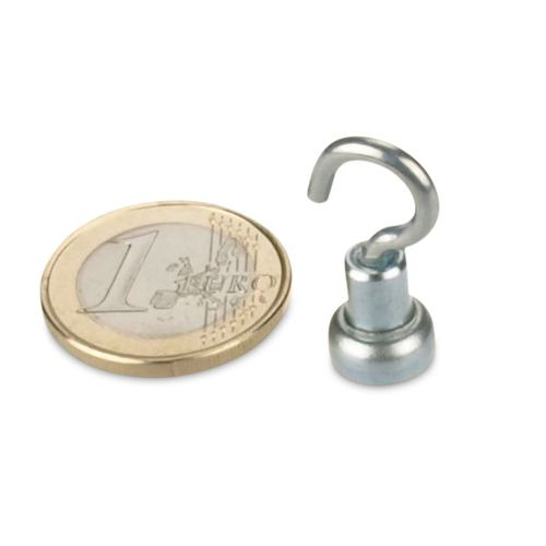 Hook magnet Ø 10 mm NEODYMIUM - zinc - holds 2 kg