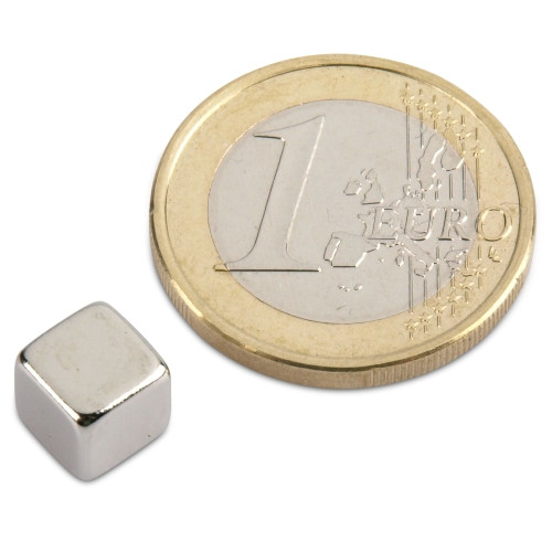 Cubemagnet 7.0 x 7.0 x 7.0 mm N42 nickel - holds 3 kg