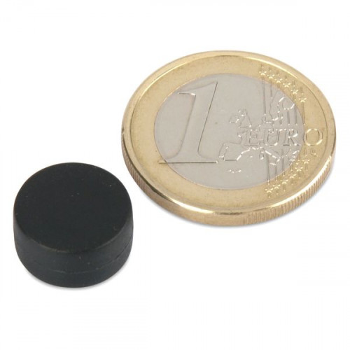 Neodymium magnet Ø 12.7 x 6.3 mm with plastic coating - black - 2 kg