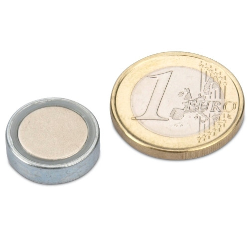 Neodymium pot magnet Ø 20.0 x 6.0 mm, zinc - holds 14 kg