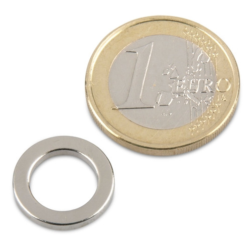 Ringmagnet Ø 15.0 x 10.0 x 2.0 mm N40 nickel - holds 800 g