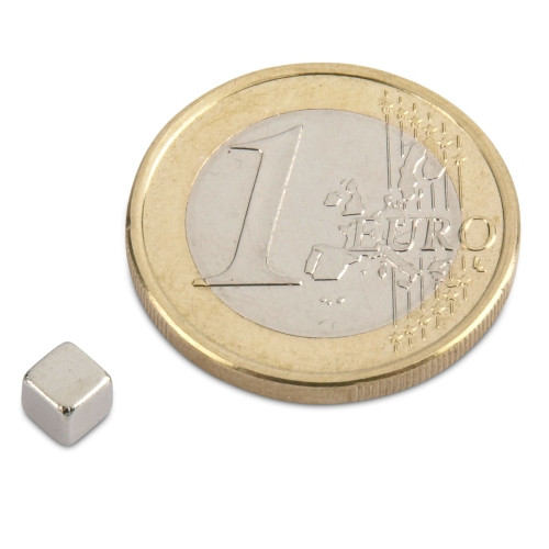 Cubemagnet 4.0 x 4.0 x 4.0 mm N42 nickel - holds 1 kg