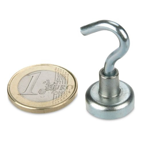 Hook magnet Ø 16 mm NEODYMIUM - zinc - holds 6 kg
