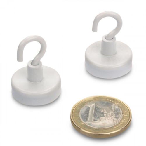 Hook magnet Ø 20 mm FERRITE - white - holds 3 kg
