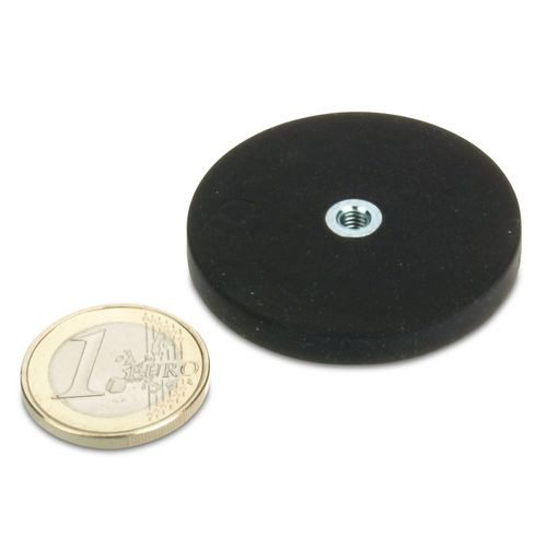 Magnet system Ø 43 mm rubberized, internal thread M4 - holds 10 kg