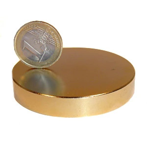 Discmagnet Ø 60.0 x 10.0 mm N40 Gold - holds 50 kg