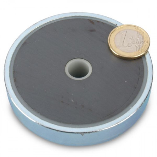 Ferrite pot magnet Ø 80.0 x 18.0 mm cylindrical bore, 54 kg