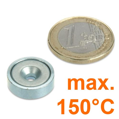 Neodymium pot magnet Ø 16.0 x 5.0 mm with countersink - 150°C