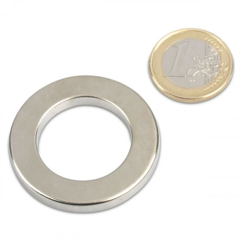 Ringmagnet Ø 40.0 x 25.0 x 5.0 mm N42 nickel - holds 12.1 kg