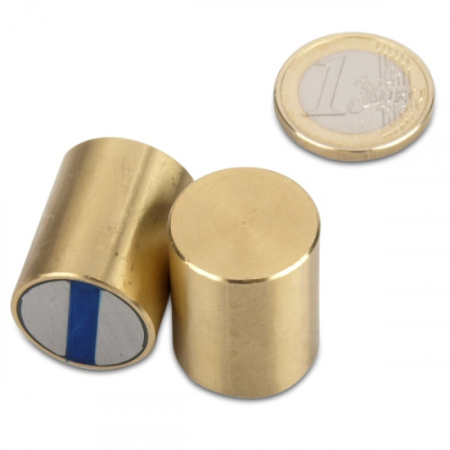 NdFeB Deep pot magnet Ø 20 x 25 mm, brass, tolerance h6 - 28.6 kg