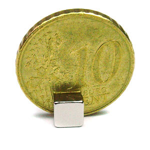 Blockmagnet 5.0 x 5.0 x 3.0 mm N52 nickel - holds 1.5 kg