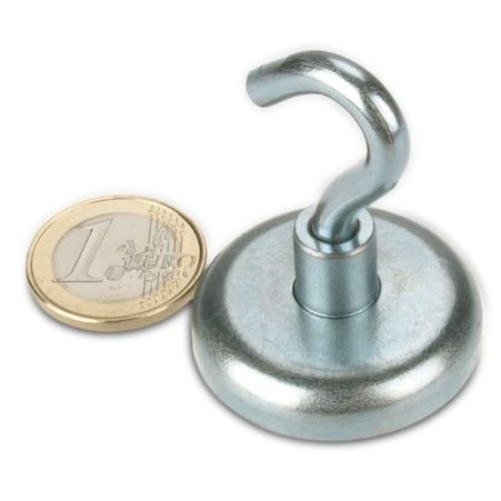 Hook magnet Ø 36 mm NEODYMIUM - zinc - holds 41 kg
