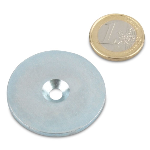 Metal disc Ø 40 mm with hole and countersink zinc