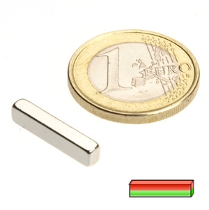 Blockmagnet 18.0 x 3.0 x 4.0 mm N48H nickel - holds 2 kg
