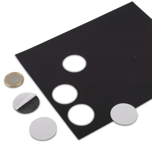 Magnetic plates, self-adhesive, round