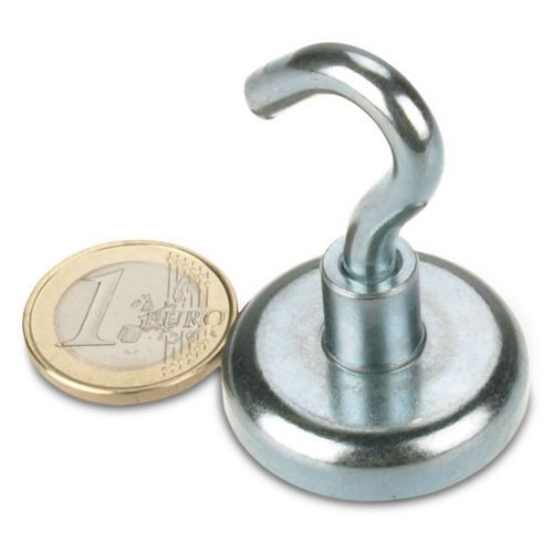 Hook magnet Ø 32 mm NEODYMIUM - zinc - holds 34 kg