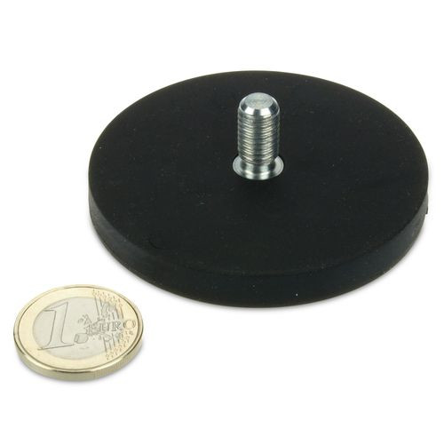 Magnet system Ø 66 mm rubberized with thread M8x15 - holds 25 kg