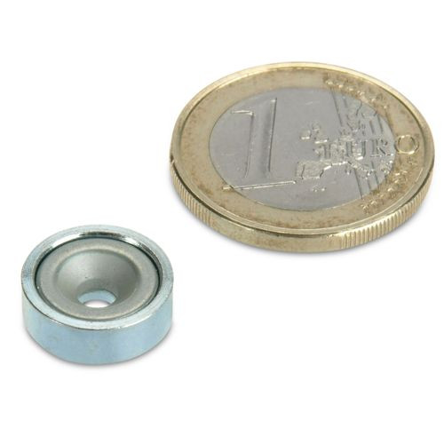 Neodymium pot magnet Ø 13.0 x 4.5 mm with counterbore holds 3 kg