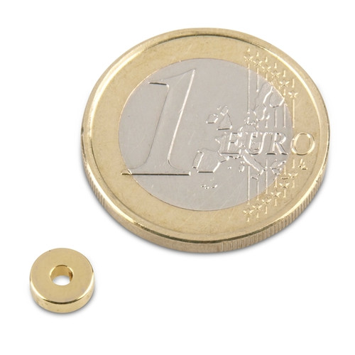 Ringmagnet Ø 6.0 x 2.0 x 2.0 mm N45 Gold - holds 650 g