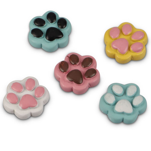 Deco magnets in the shape of a paw in a set of 5, magnetic paws