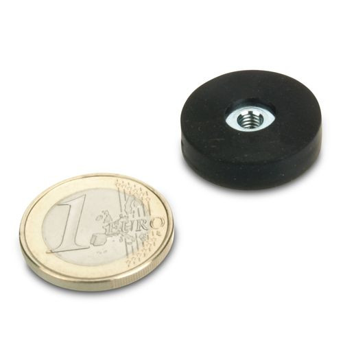 Magnet system Ø 22 mm rubberized, internal thread M4 - holds 3.5 kg