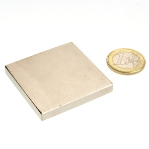 Blockmagnet 45.0 x 45.0 x 6.0 mm N40 nickel - holds 18.5 kg