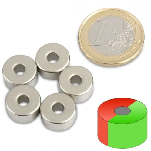 Ringmagnet Ø 12.0 x 4.0 x 6.0 mm N50 nickel - diametrical