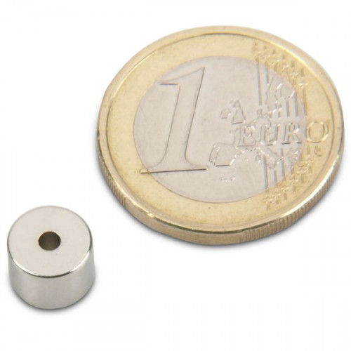 Ringmagnet Ø 8.0 x 2.0 x 6.0 mm N50 nickel - holds 2.4 kg