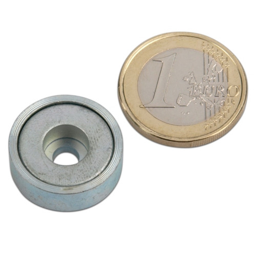 Neodymium pot magnet Ø 20.0 x 7.0 mm with cylinder bore holds 6 kg