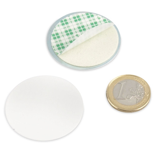 Metal disc Ø 40 with double-sided adhesive tape, white