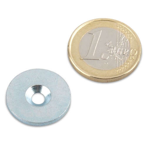 Metal disc Ø 20 mm with hole and countersink nickel