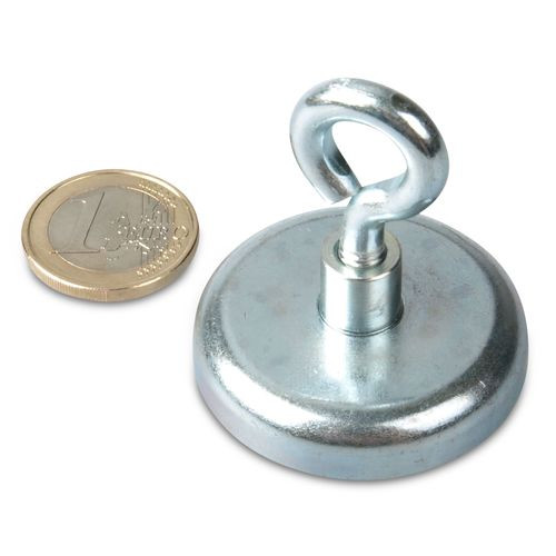 Eyelet magnet Ø 42 mm - NEODYMIUM - zinc - holds 68 kg