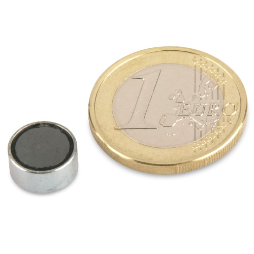 Ferrite pot magnet Ø 10.0 x 4.5 mm, zinc - holds 400 g