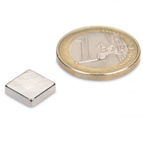Blockmagnet 10.0 x 10.0 x 3.0 mm N45 nickel - holds 1.7 kg