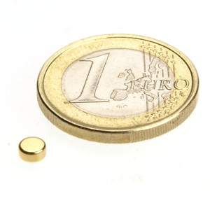 Discmagnet Ø 4.0 x 2.0 mm N45 Gold - holds 450 g