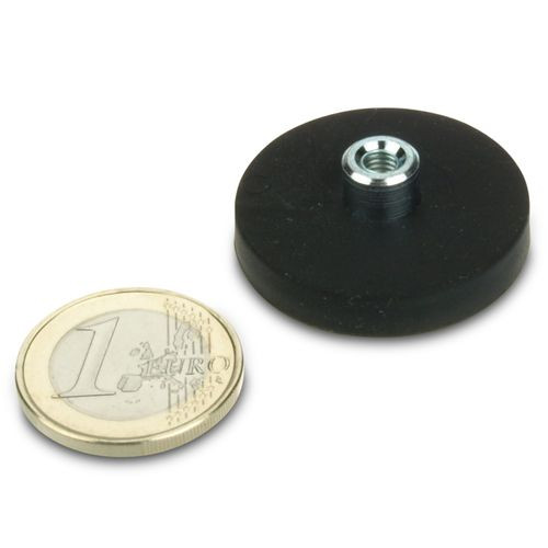 Magnet system Ø 31 mm rubberized with socket M4 - holds 7.5 kg