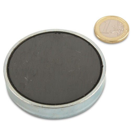 Ferrite pot magnet Ø 63.0 x 10.0 mm, zinc - holds 35 kg