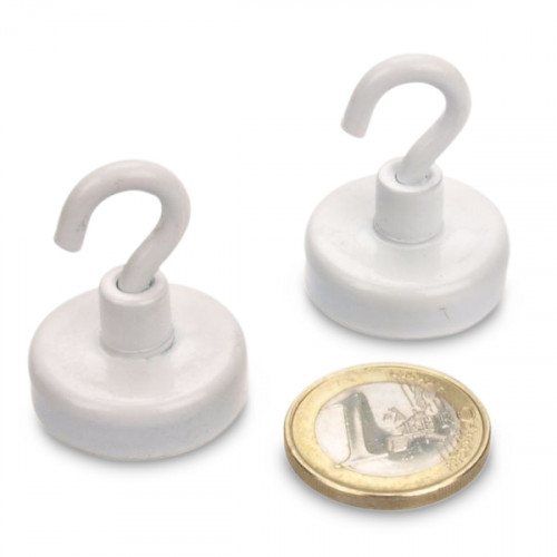 Hook magnet Ø 25 mm FERRITE - white - holds 4 kg