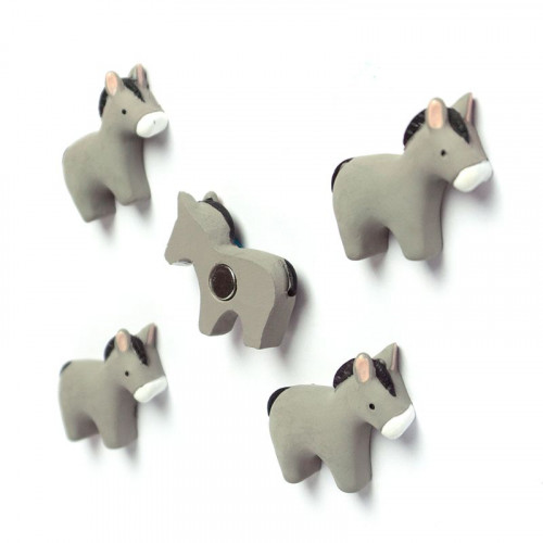 Decorative magnets DONKEY - Set of 5 gray magnetic donkeys