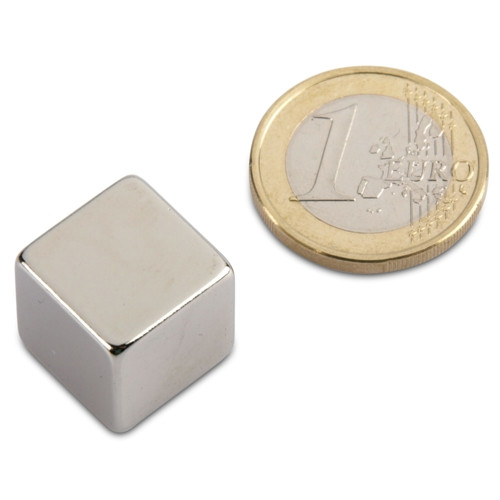 Cubemagnet 15.0 x 15.0 x 15.0 mm N44 nickel - holds 17 kg