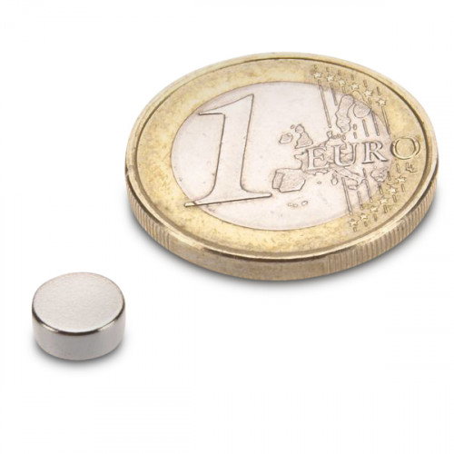 Discmagnet Ø 7,0 x 3,0 mm N45 nickel - holds 1.3 kg