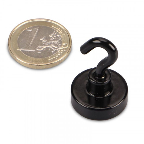 Hook magnet BLACK Ø 20 mm NEODYMIUM - holds 13 kg