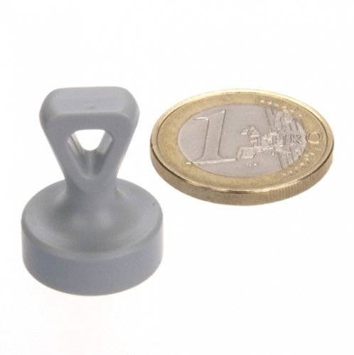 Cone magnet with eyelet Ø 17 x 22 mm NEODYMIUM - gray - holds 3.5 kg