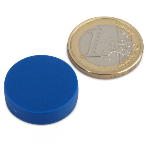 Neodymium magnet Ø 22.0 x 6.0 mm with plastic coating - blue - 4.1 kg