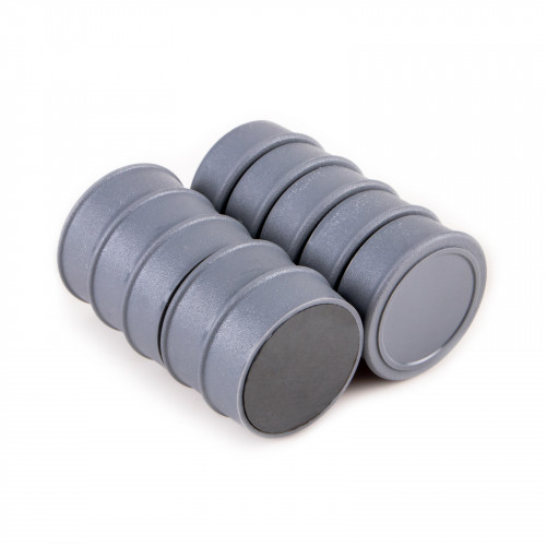10 gray memo magnets Ø 35 x 12 mm FERRITE with label area