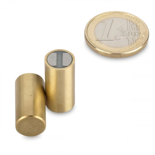 SmCo Deep pot magnet Ø 10 x 20 mm, brass, tolerance h6 - 4.1 kg