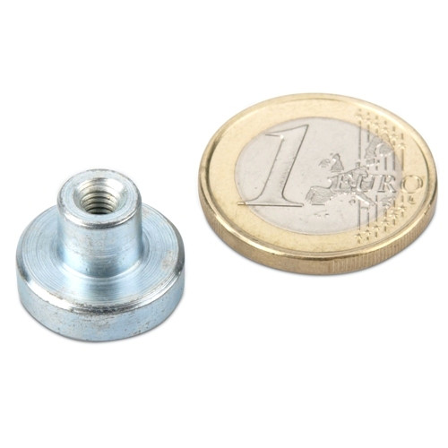 Neodymium pot magnet Ø 16.0 x 4.5 mm with socket M4 holds 9.5 kg